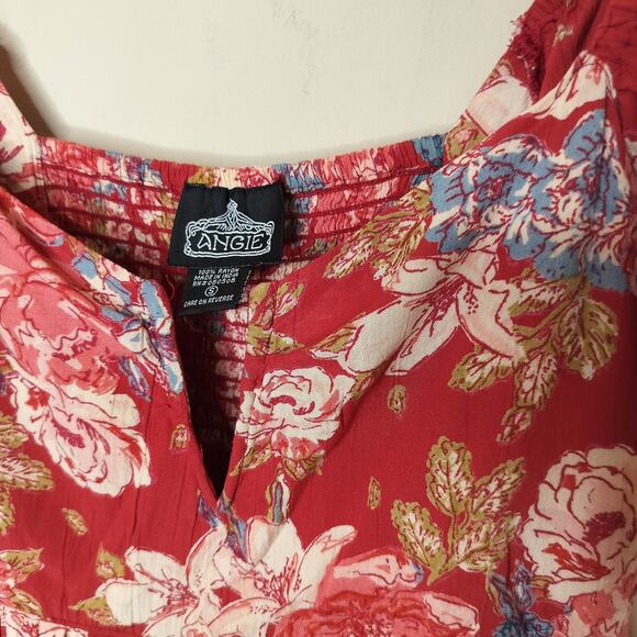 Angie Floral Flutter Sleeve Top Peplum Smocked - Picture 8 of 11